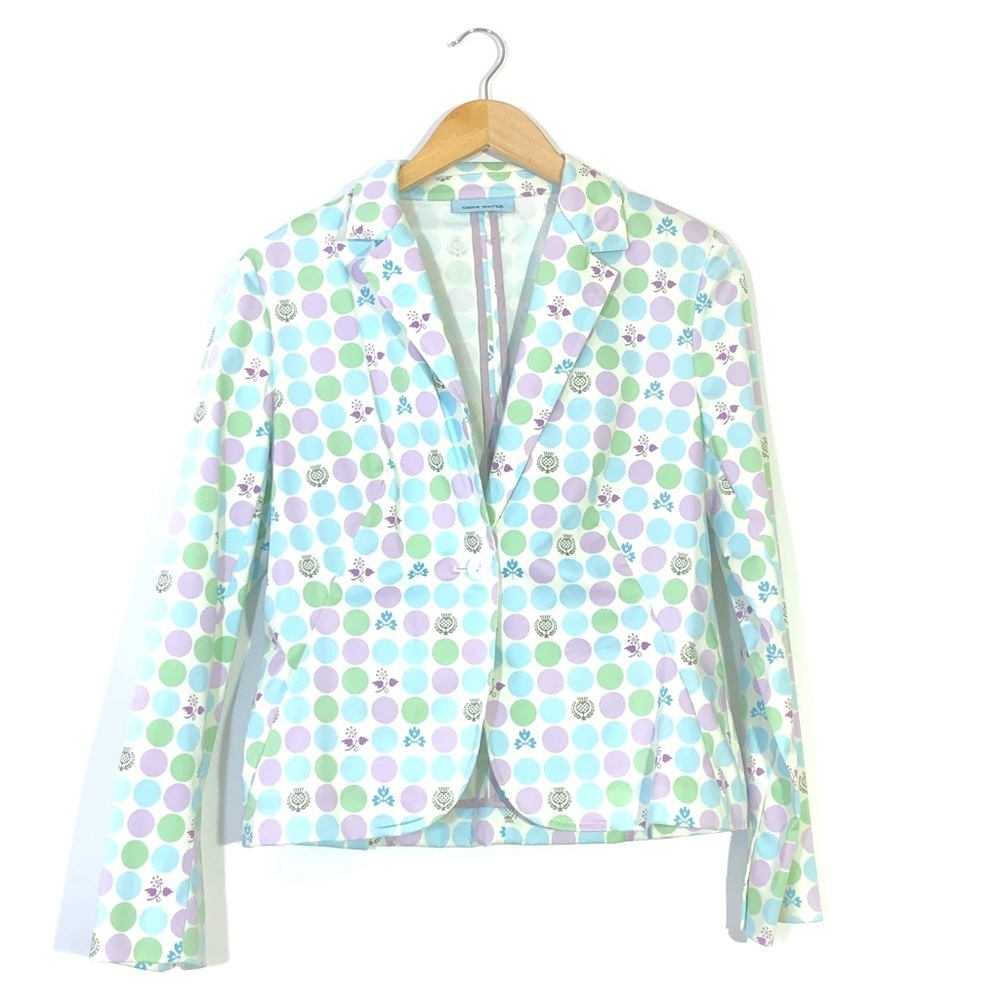 Gene Meyer Dot Floral Print Button Blazer Cotton Jacket 8